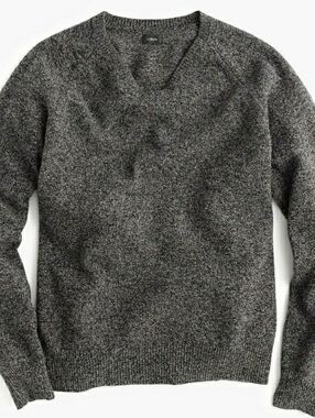 J. Crew Men's Marbled Gray V-Neck Sweater Sz. Lg